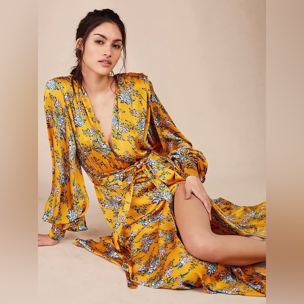 Bronx and Banco Yellow Floral Maxi Dress